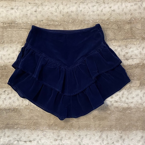 MOTHER💕The Ruffle Mini Skirt in Bet Blueprint Size 28 - Picture 5 of 15